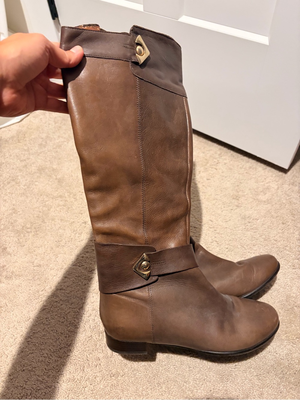 Women's Brown REAL Unique Leather Knee-High Boots